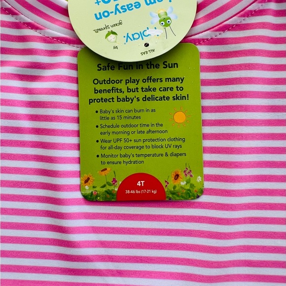 NEW i play. Rashguard Shirt Pink and White Stripes Toddler Girls Size 4T NWT - Picture 7 of 14